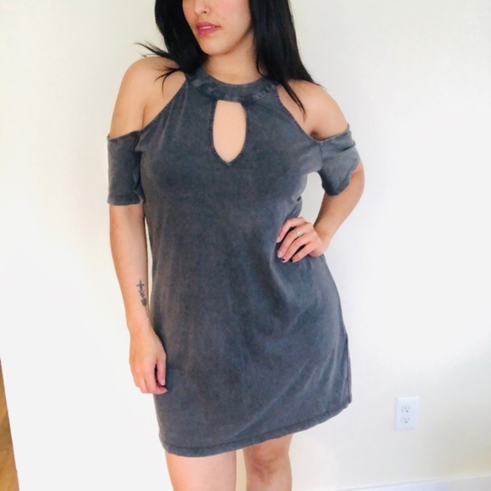 Divided Gray Shirt Dress | Size L